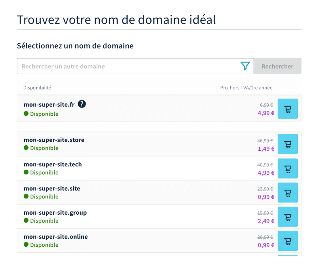 Choisir son extension de domaine chez OVH