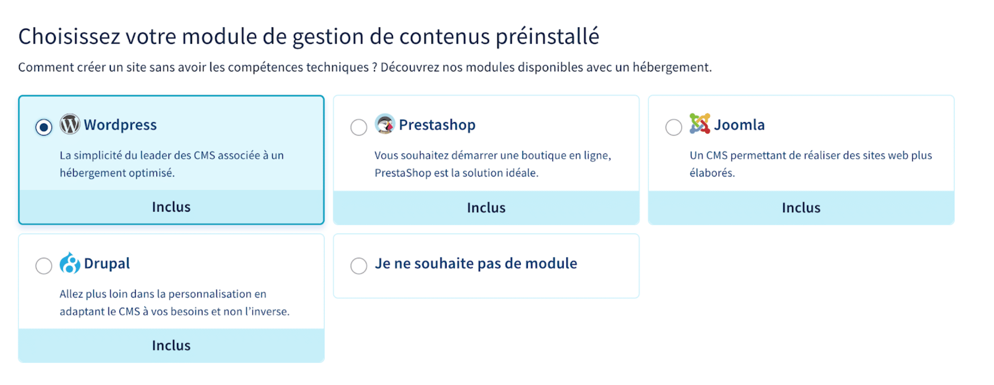 Choisir son CMS chez OVH