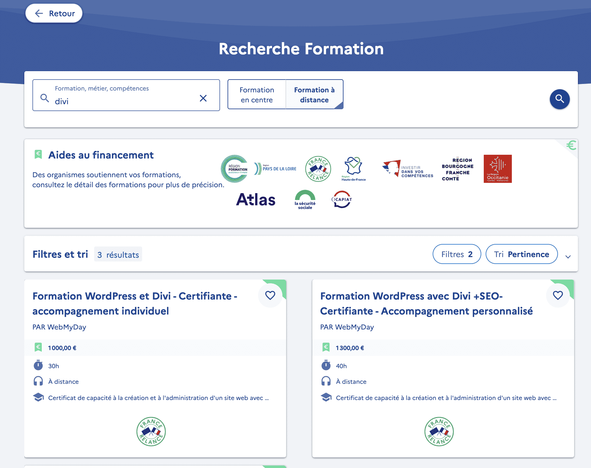 Recherche une formation finançable CPF